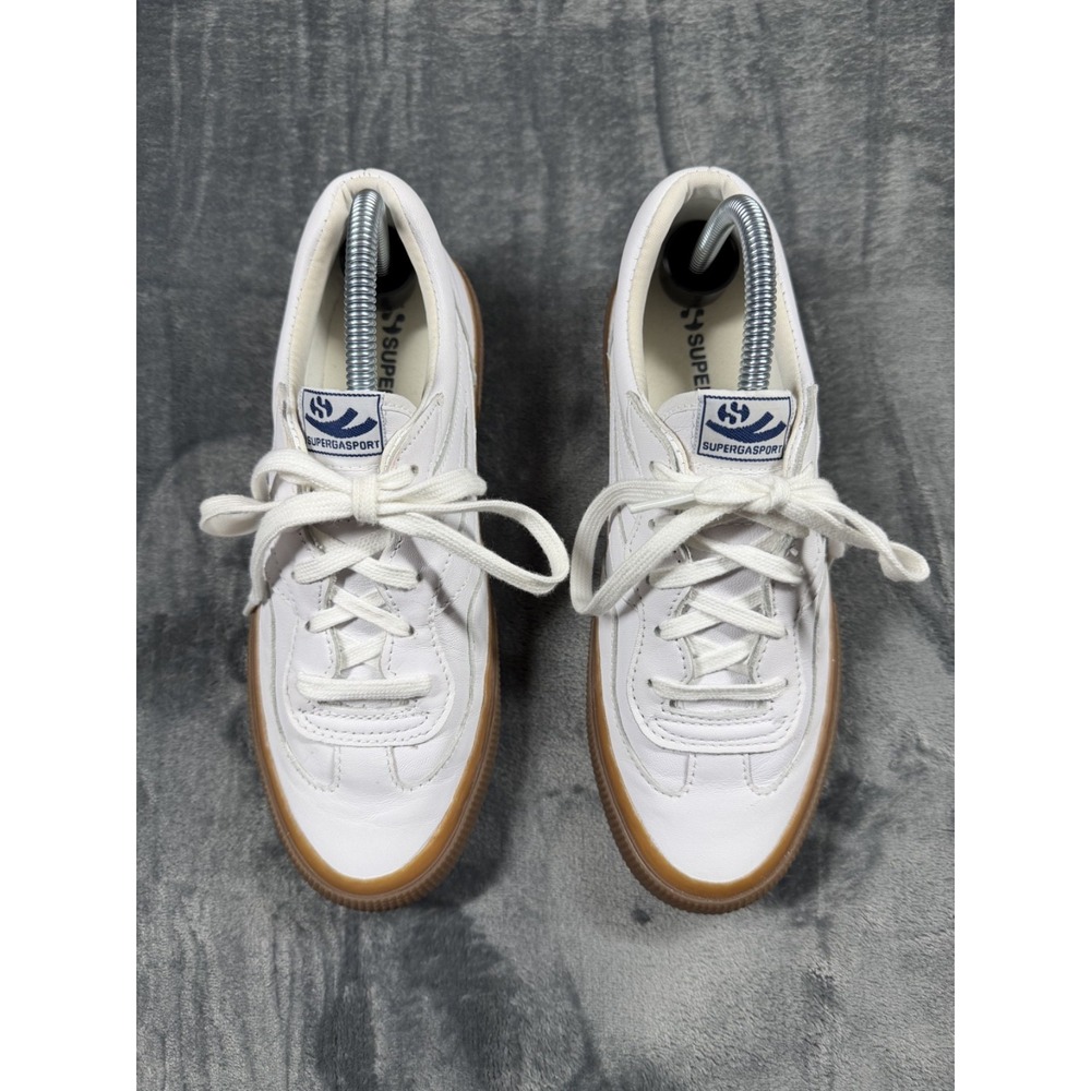 Superga 2941 Revolley Womens 8 White Leather Gum Sole Sneakers S81264W EU39